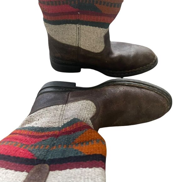 Double H Men's 11 M Blanket Aztec Western Blanket Mexico Cowboy Leather Boots - Picture 3 of 11